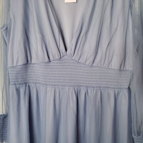 Baltic Born Layla Tulle Maxi Dress Whisper Blue Long Sleeve Plus Size 2XL New - Picture 7 of 15